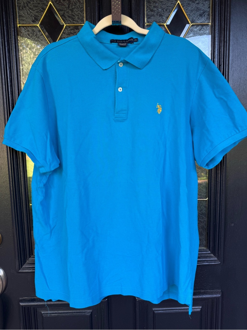 🛑 US Polo Assn Bright Blue Solid Pique Small Logo Polo Shirt - Size XXL (GUC)